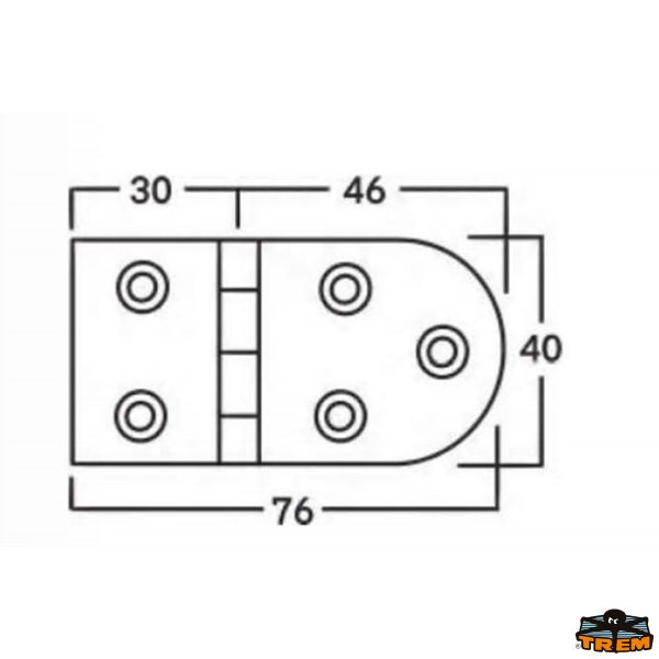 Cerniere inox AISI 316 76x40 mm con prigionieri