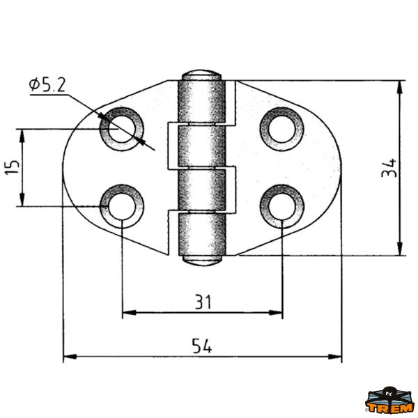 Cerniere inox AISI 316   54x34 mm