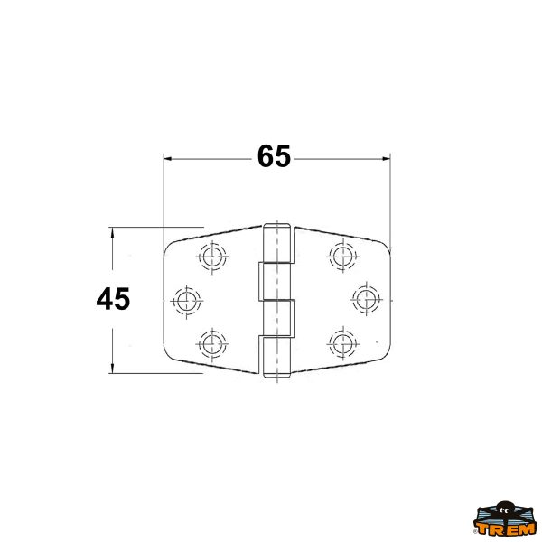 Cerniere inox AISI 316 65x45 mm