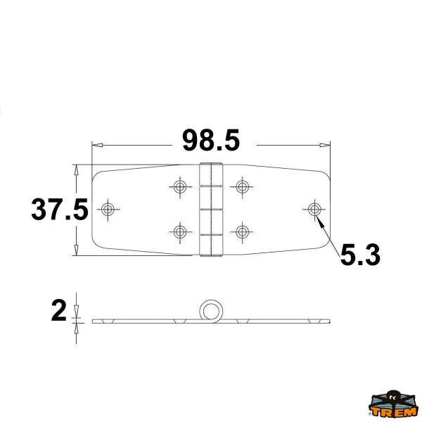 Cerniere inox AISI 316 98x38 mm