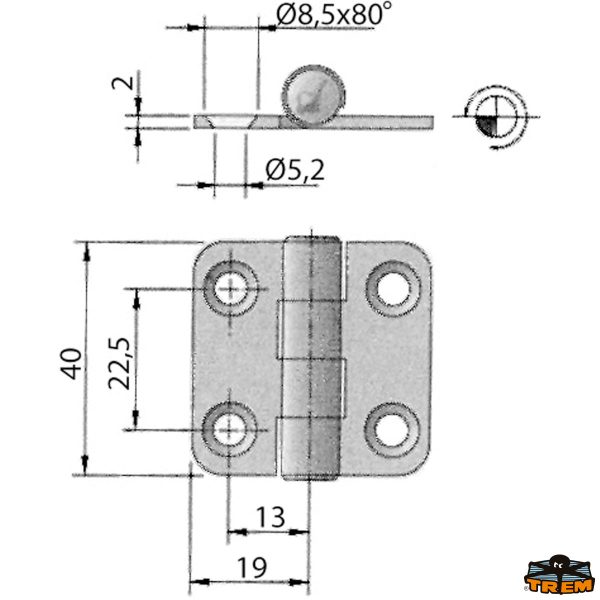 Cerniere inox AISI 316 40x38 mm