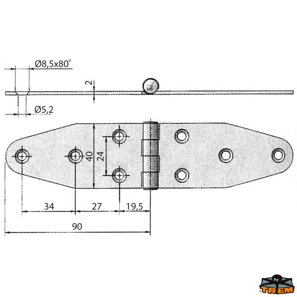 Cerniere inox AISI 316 180x40 mm