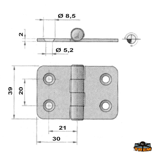 Cerniere inox AISI 316 60x39 mm