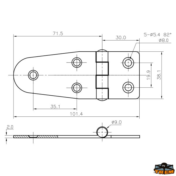 Cerniere inox AISI 316 40x102 mm