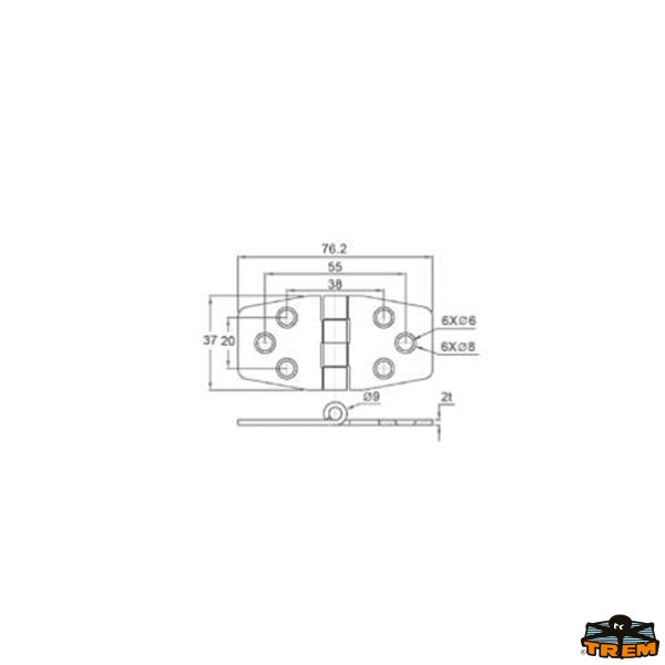 Cerniere inox AISI 316 76x37 mm con lamiera adesiva di finitura