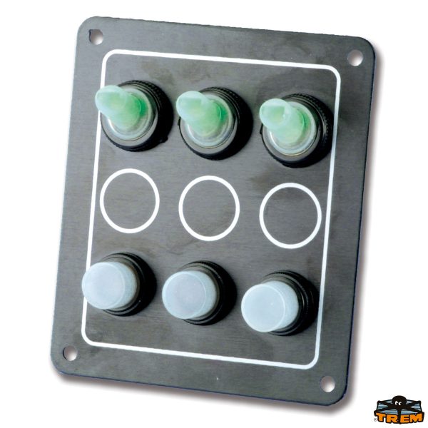 Pannello di comando stagno in alluminio anodizzato nero con spia 3 interruttori