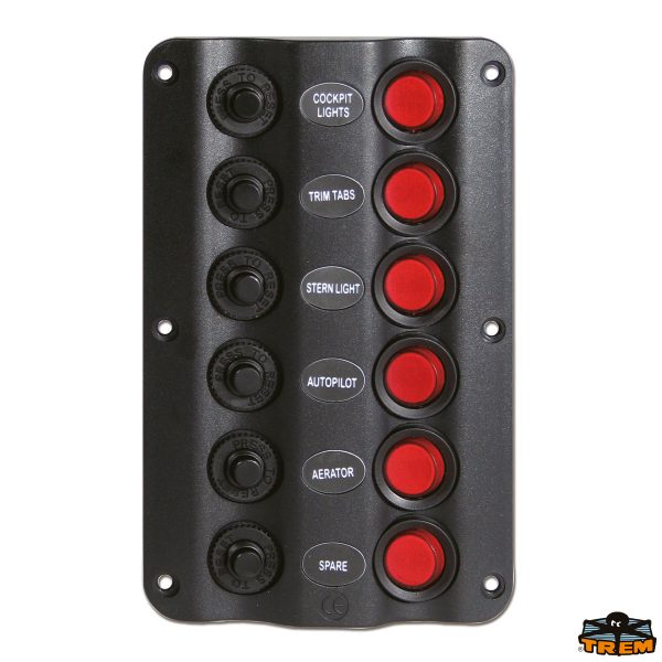 Pannelo elettrico con 6 interruttori a bascula con LED IP54