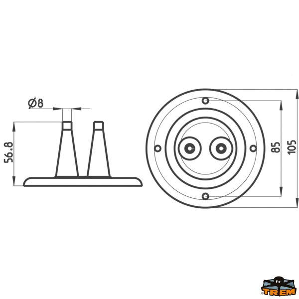 Soffietto bicono foro diametro 8 mm