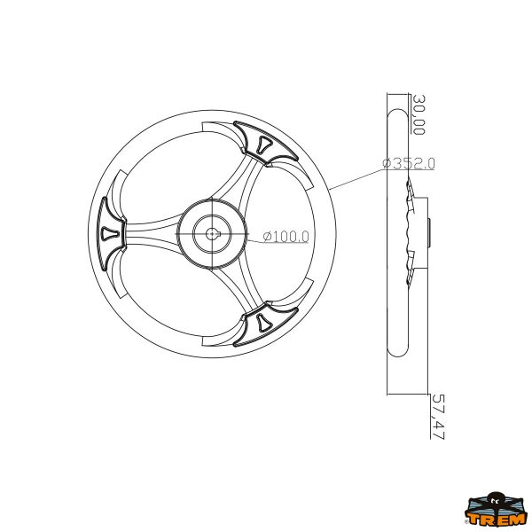 Volante con razze in acciaio inox AISI 316 modello piatto